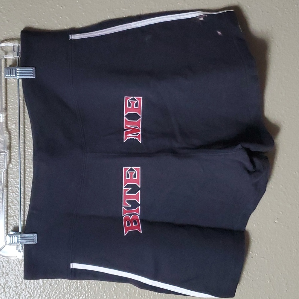 Hyp Size XL Bite Me Shorts Y2K Black with White Stripe Drawstring